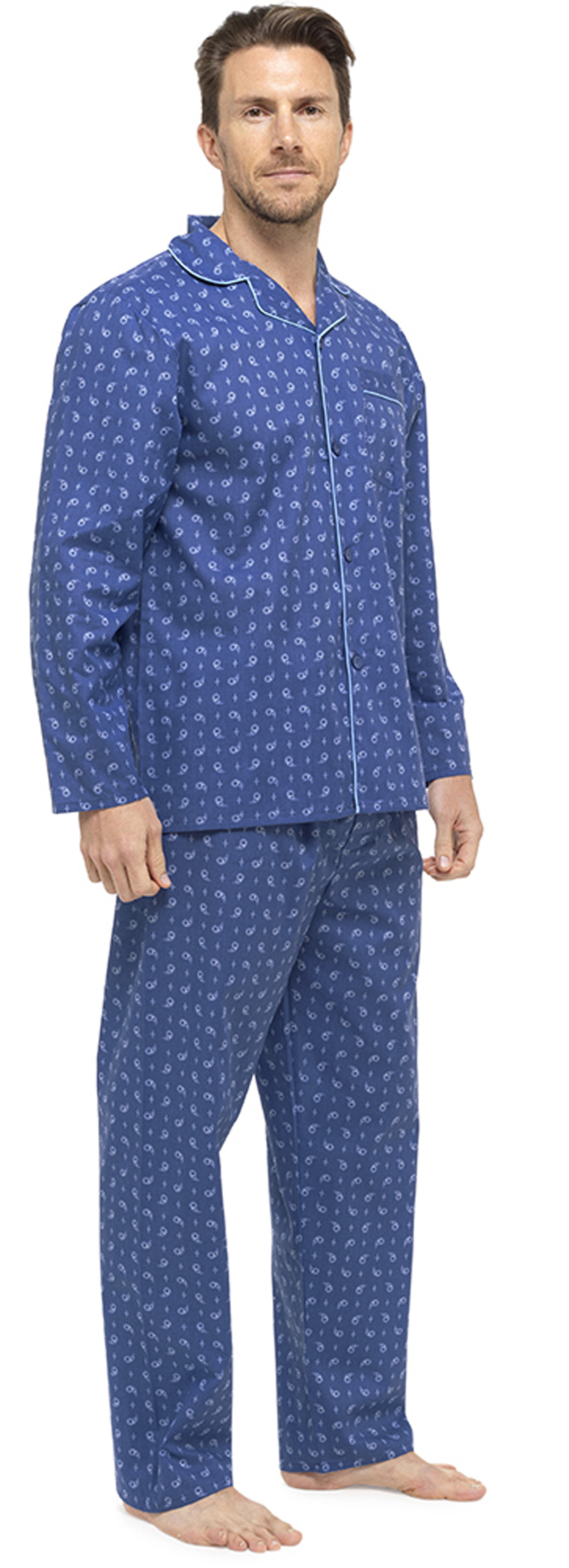 Mens Traditional Pyjamas 2 Piece Classic Set Hospital Top + Bottoms